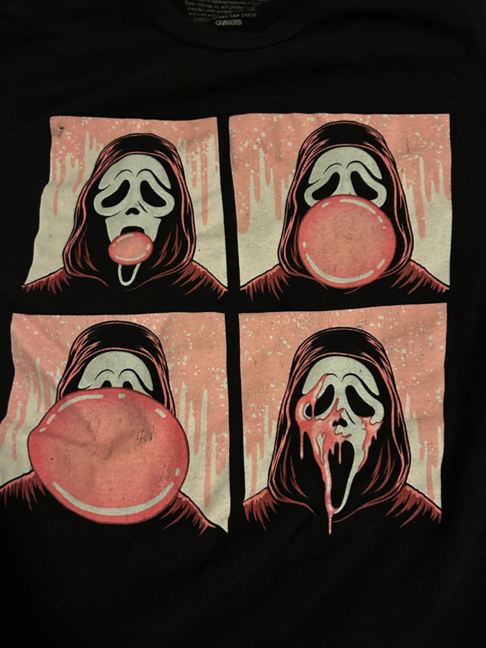 Scream Ghost Face Bubblegum Mask Design Graphic Short Sleeve Tee Men’s Large